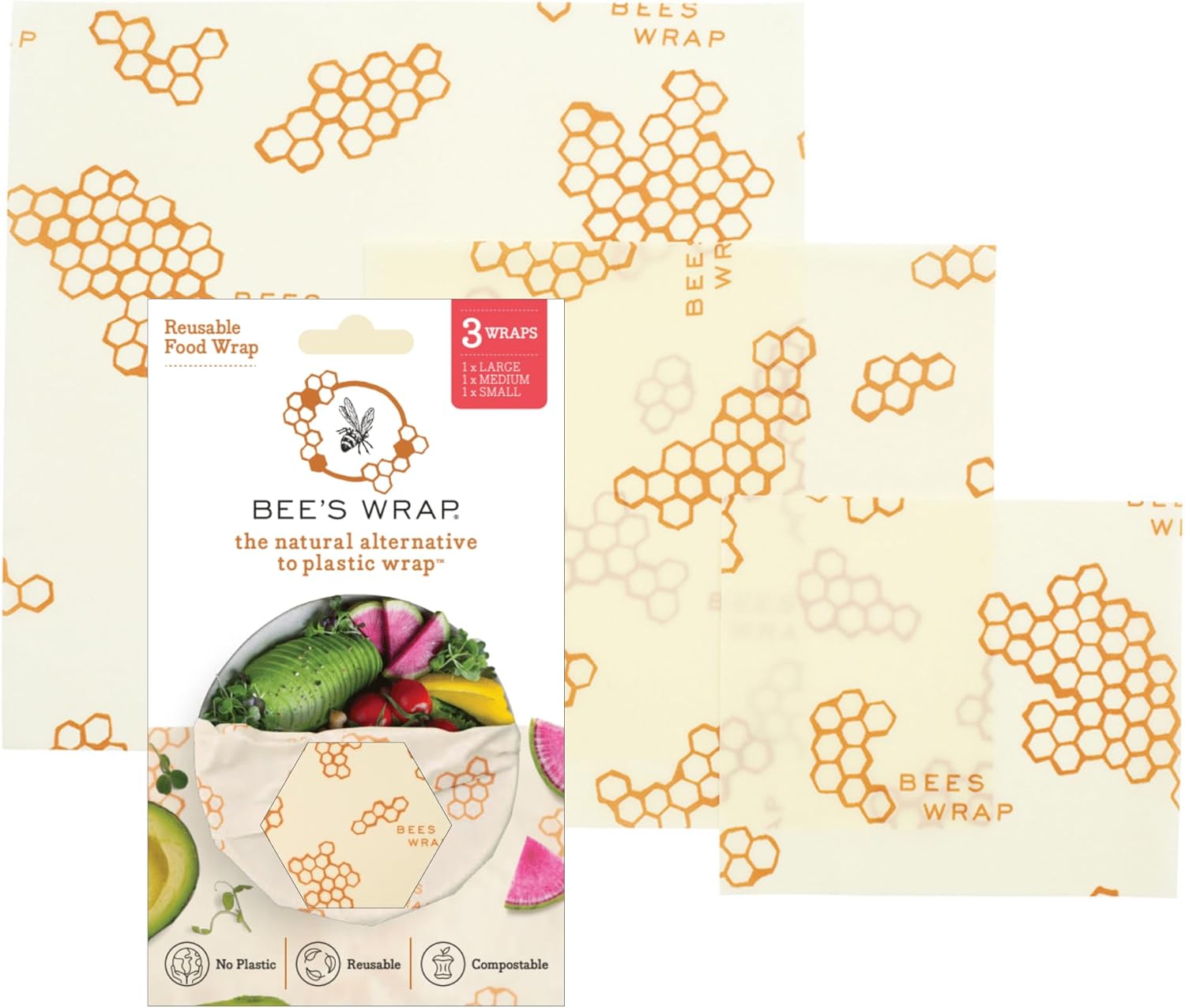 Beeswax food wraps covering bowls on a kitchen counter