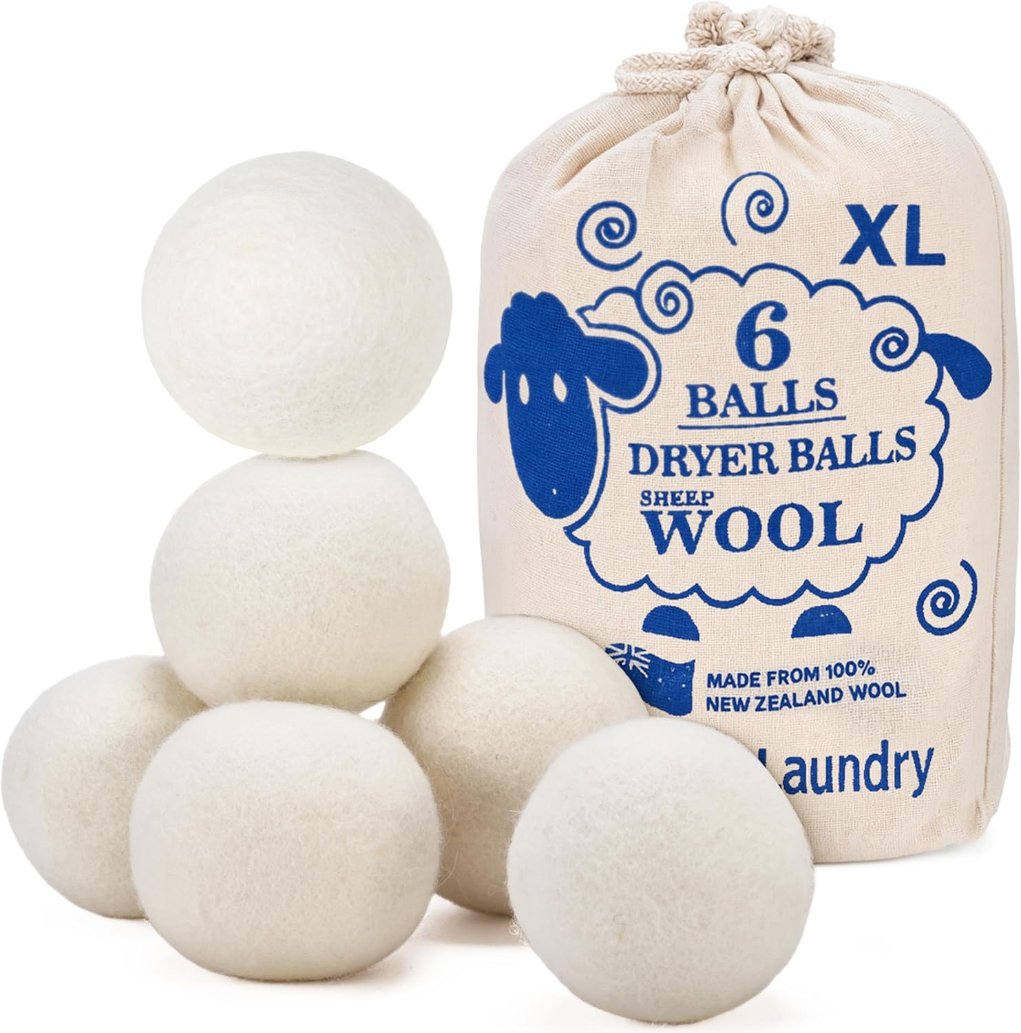 Wool dryer balls in a laundry basket with towels