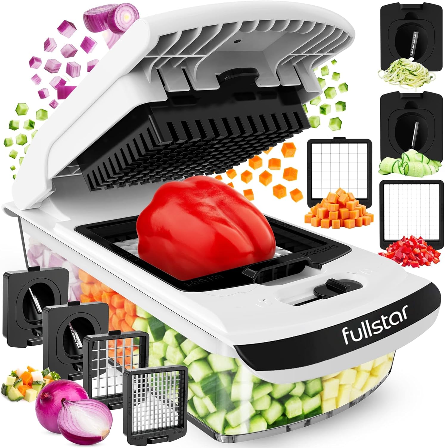 Fullstar vegetable chopper with diced onions in the container