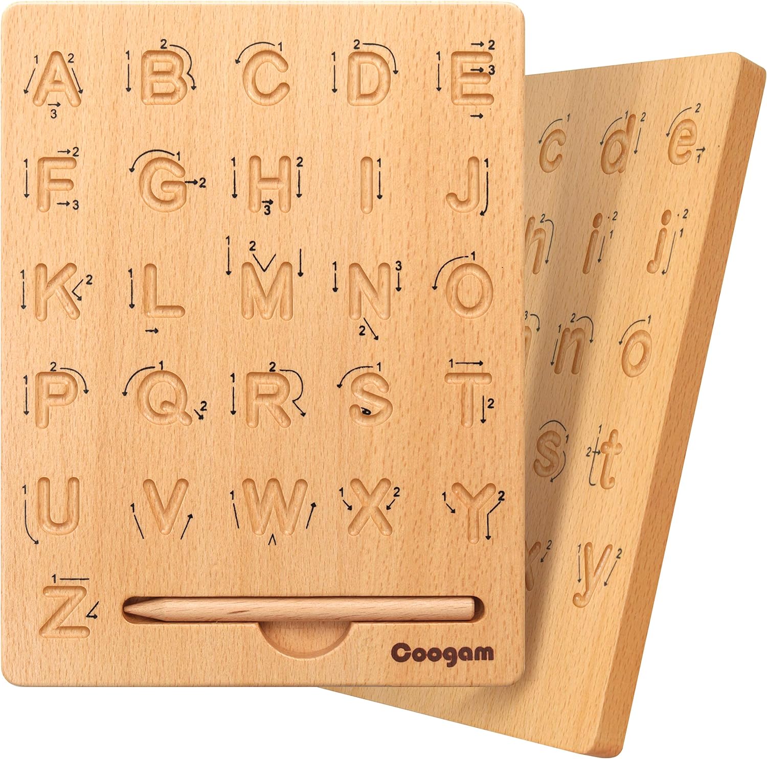 Wooden letter tracing board with stylus pen for kids